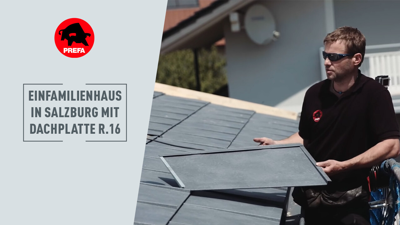 Video über Dacheindeckung bei Familie Mangelberger in Waidach mit der Dachplatte R.16 in P.10 Steingrau