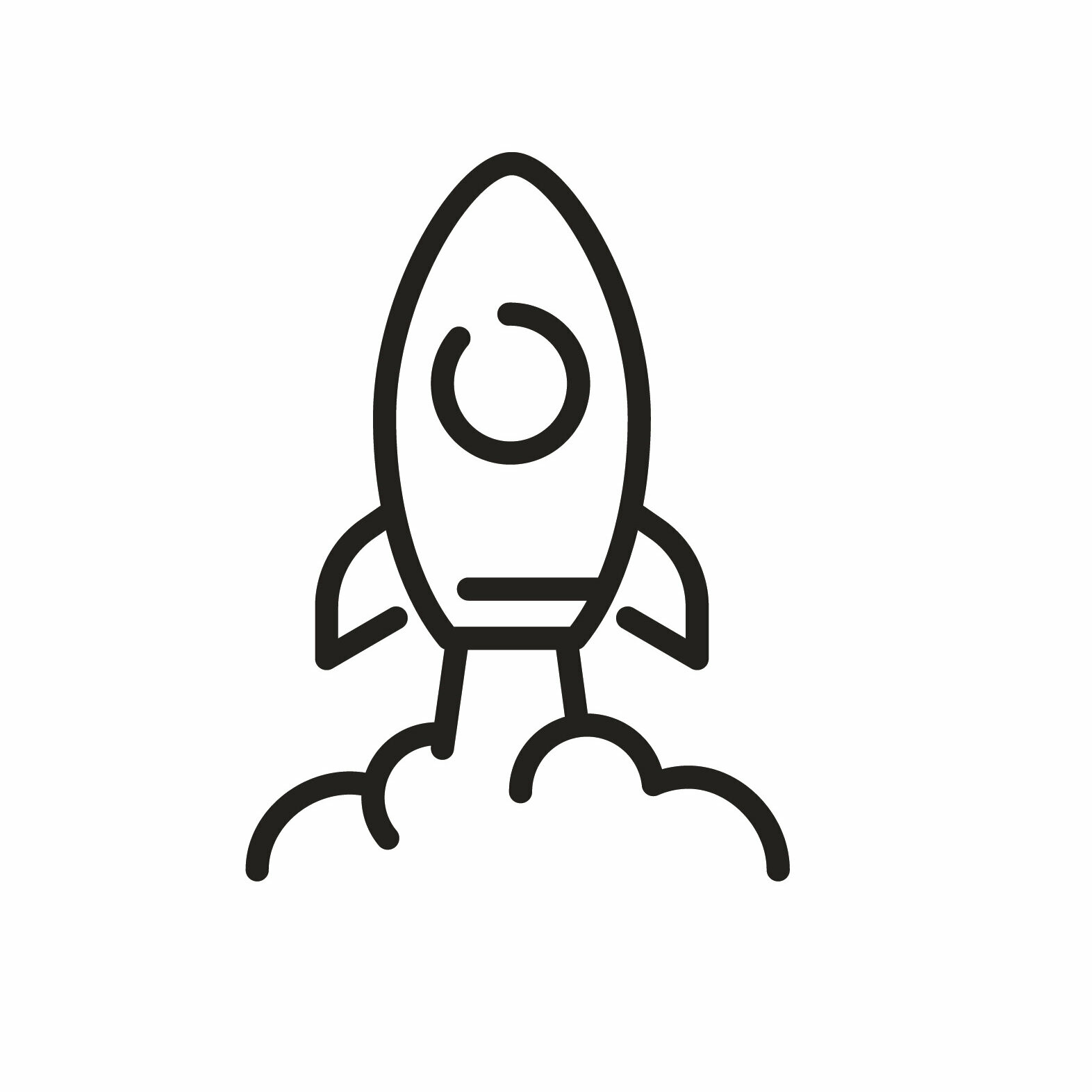 Das Icon zeigt eine Rakete, die gerade startet - als Zeichen für Fortschritt und Innovation.