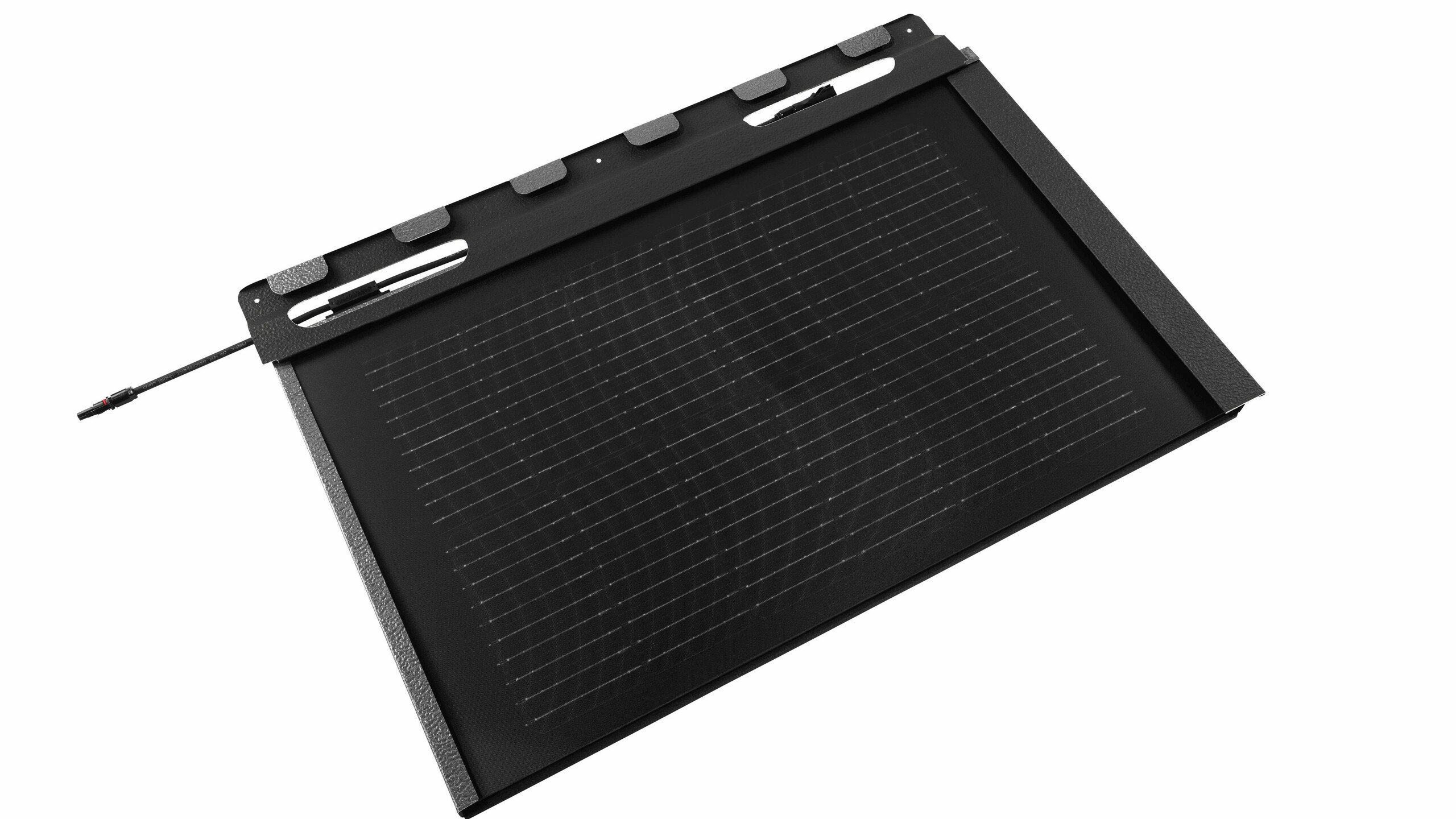 L'illustrazione mostra la tegola fotovoltaica PREFA piccola nel colore nero.