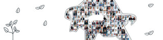 PREFA Stier-Logo gefüllt mit den Portraits der Mitarbeiter - symbolisiert die Werte und Ziele der PREFA, wir sind Teil der CAG Holding