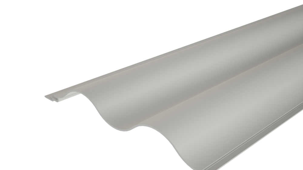 Profilé extrudé sinus 22/100 de PREFA avec surface ondulée, pour la conception de façades ou l'habillage de balcons.