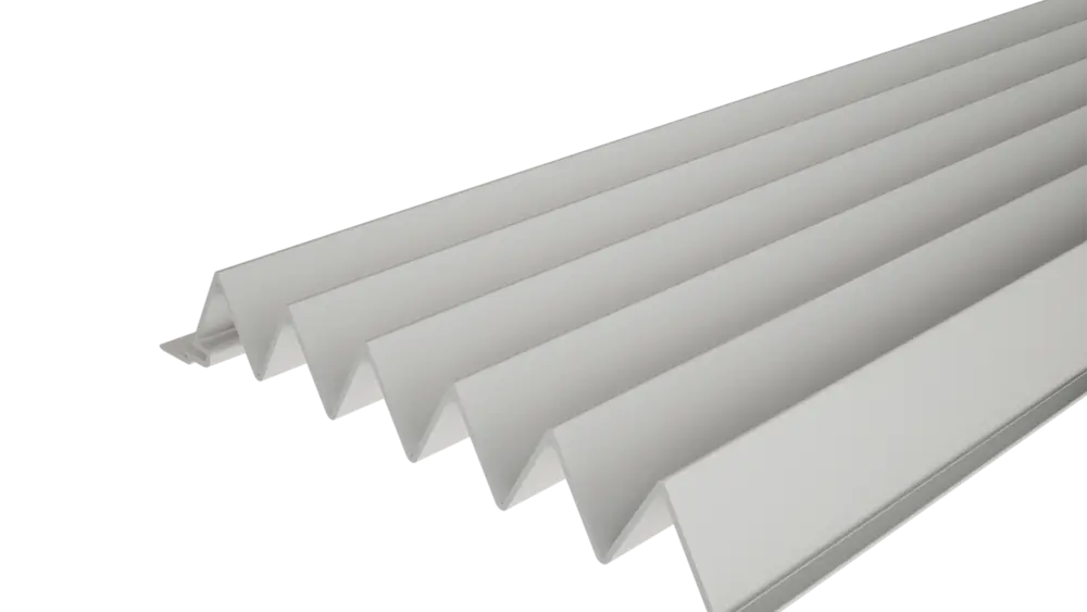 Profilé extrudé triangle 29/33 de PREFA avec surface triangulaire, pour la conception de façades ou l'habillage de balcons.