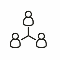 Drei Personen sind miteinander verbunden.