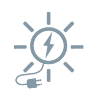 Graues Clipart einer Sonne mit Stecker