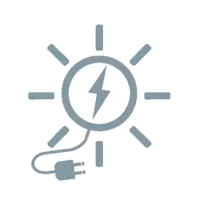 Graues Clipart einer Sonne mit Stecker