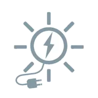 Graues Clipart einer Sonne mit Stecker