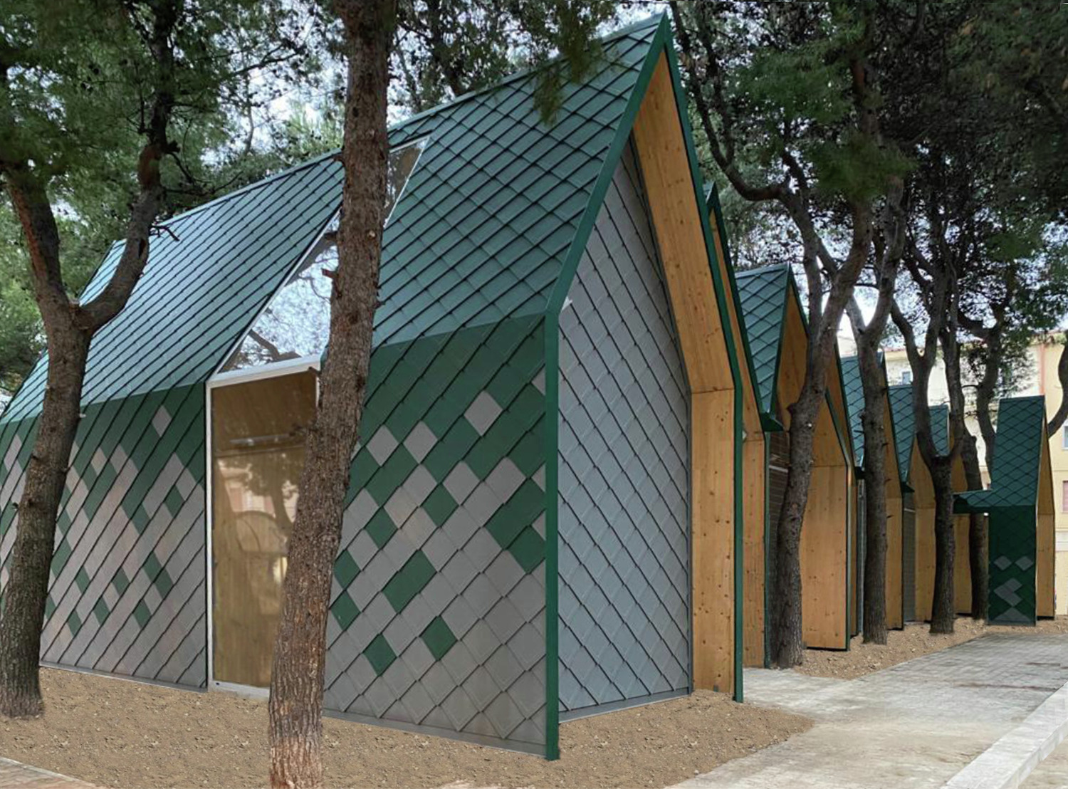 Referenze PREFA Sistemi per facciata Scaglia 29 06 P.10 verde muschio